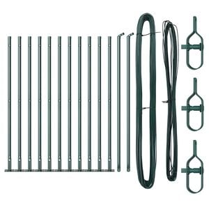 vidaXL Fence Posts Manual 13 pcs Green Ø32mm 50 cm Galvanized steel