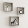 vidaXL Wall Cube Shelf Set of 3 Concrete Gray MDF