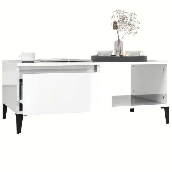 vidaXL Coffee Table High gloss white Engineered wood 35.4 x 19.7 x 14.4 in