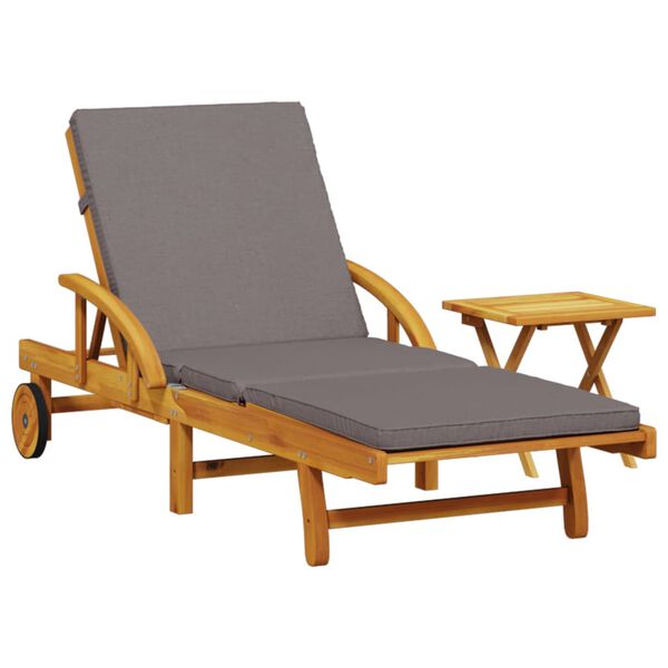 vidaXL Sun Lounger Brown Solid acacia wood Standard Foldable