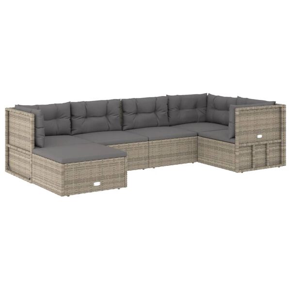 vidaXL Garden Lounge Set Grey PE rattan Medium Modular
