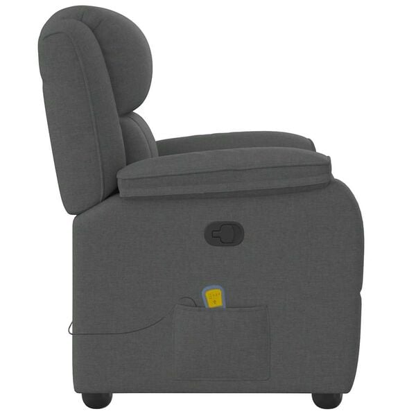vidaXL Massage Recliner Chair Dark grey 100% polyester, metal, plywood