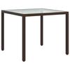 vidaXL Garden Table Brown Poly rattan, tempered glass, powder-coated steel