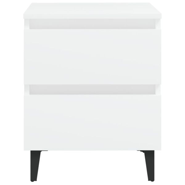 vidaXL Bed Cabinet White Engineered wood, Metal (legs) Medium Sleek