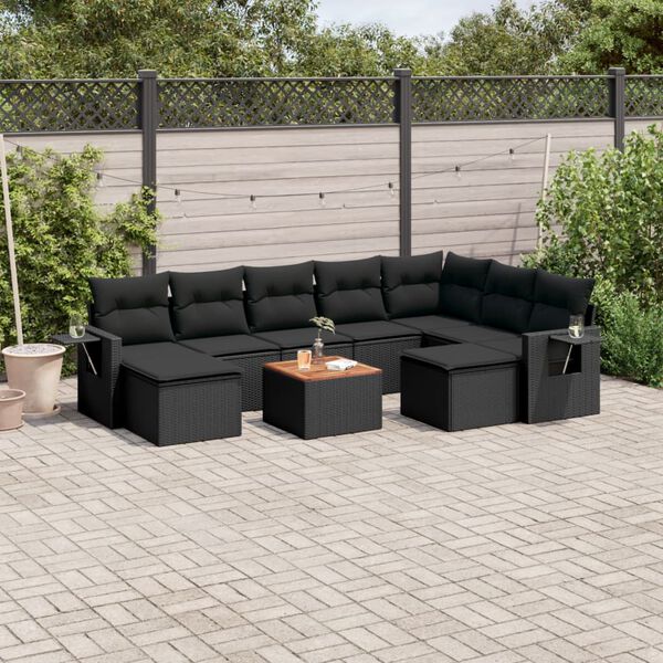 vidaXL Garden Sofa Set Black