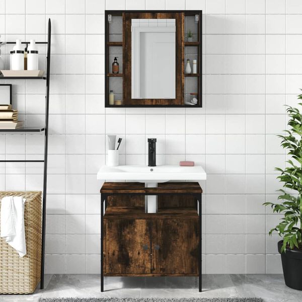 vidaXL Bathroom Furniture Set Smoked Oak