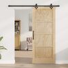 vidaXL Sliding Door Natural and Black 32.68 x 79.53 in Solid Pine Wood