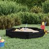 vidaXL Sandbox Black Solid pine wood Medium Seats Many Sandbox