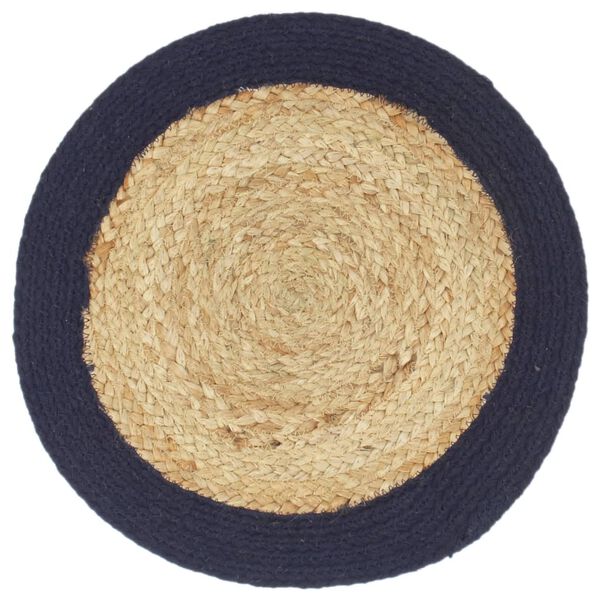 vidaXL Placemat Set of 4 Natural and Navy Blue Jute, Cotton Medium