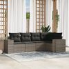 vidaXL Garden Sofa Set Gray PE rattan, Powder-coated Steel, Polyester