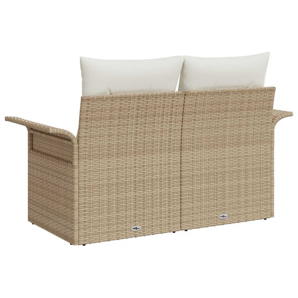 vidaXL Garden Sofa with Cushion Beige 141 x 62 x 69 cm poly rattan