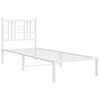 vidaXL Bed Frame White Powder-coated Steel Twin Rectangular Modern