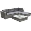 vidaXL Patio Furniture Grey PE rattan, powder-coated steel, glass, polyester