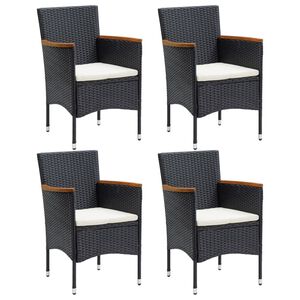 vidaXL Garden Dining Chair Set of 4 Black