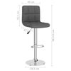vidaXL Bar Stool Set of 2 Dark Grey 100% polyester, chrome-plated steel