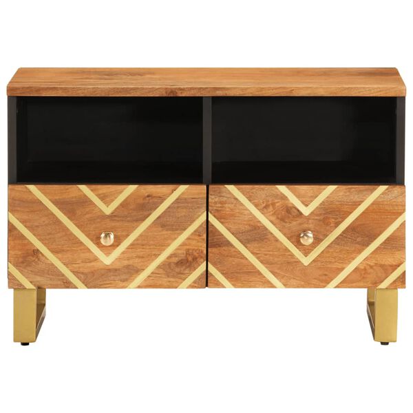 vidaXL TV Cabinet Brown and Black Solid mango wood, MDF, iron