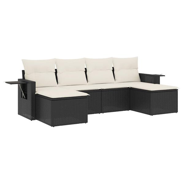 vidaXL Garden Sofa Set Black and Cream