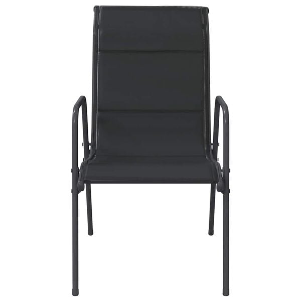 vidaXL Garden Chair Set of 6 Black Steel, Textilene with padding