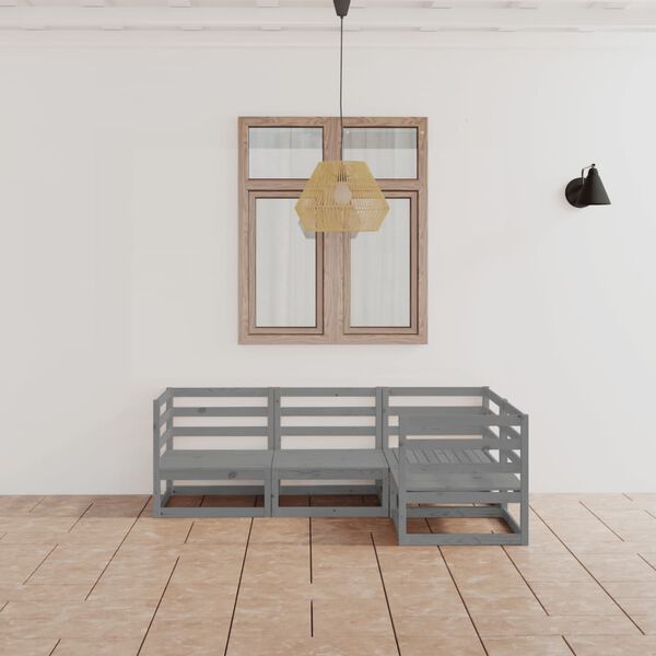 vidaXL Garden Lounge Set Grey Solid pine wood Medium Modular