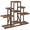 vidaXL Flower Stand Carbonized brown Solid wood fir Medium Flower Stand
