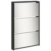 vidaXL Shoe Cabinet Black Engineered wood, glass Medium Shoe Cabinet