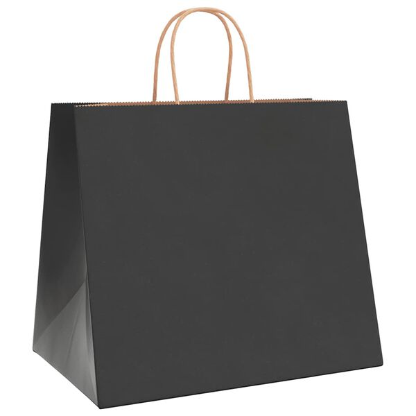 vidaXL Paper Bags 250 pcs with Handles Black 32x22x28 cm