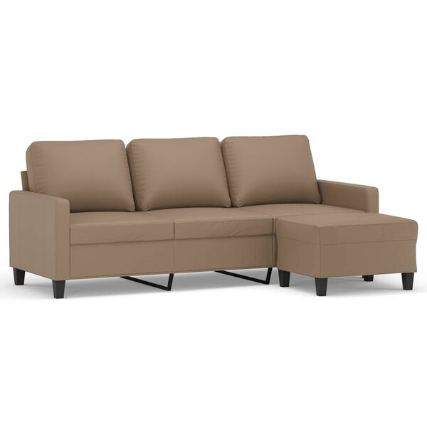 vidaXL 3-seater Sofa With Footstool Cappuccino