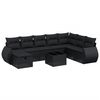 vidaXL Garden Sofa Set Black Poly Rattan, Tempered Glass Large Modular