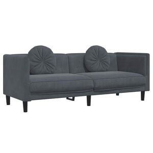 vidaXL Sofa Dark Grey Velvet (100% polyester), Plywood, Solid wood