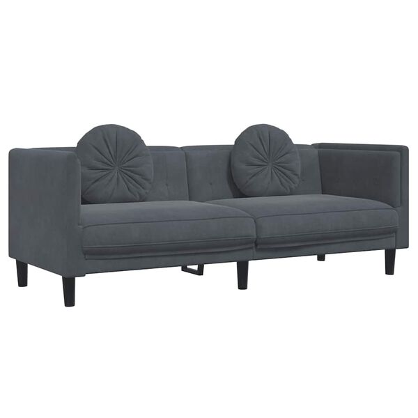 vidaXL Sofa Dark Grey Velvet (100% polyester), Plywood, Solid wood