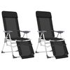 vidaXL Camping Chair Set of 2 Black Textilene Adjustable Footrests