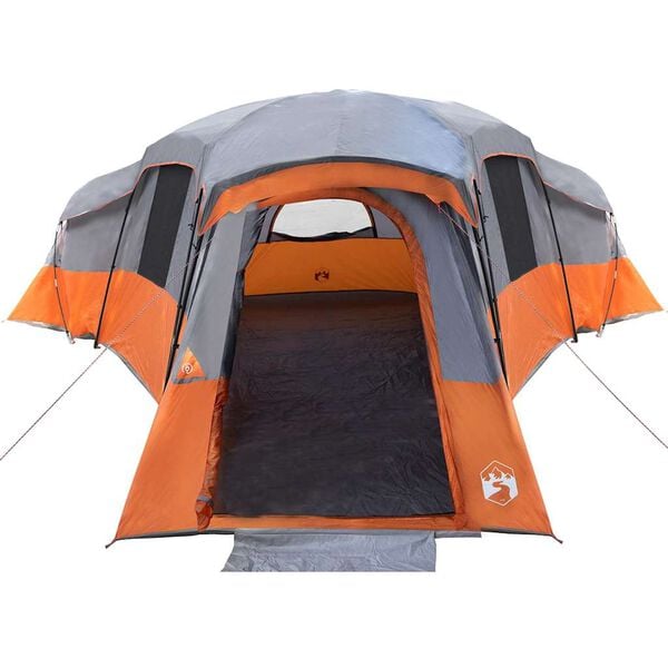 vidaXL Family Tent Grey and Orange 762 x 655 x 218 cm Taffeta