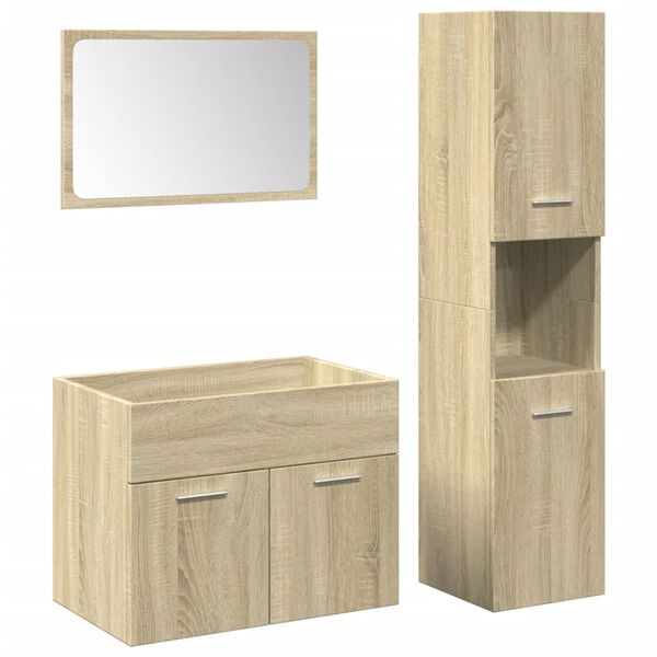 vidaXL Bathroom Furniture Set Sonoma Oak Engineered Wood, Glass