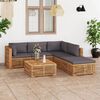 vidaXL 6 Piece Patio Lounge Set with Dark Gray Cushion Solid Teak Wood