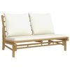 vidaXL Garden Lounge Set Cream White, Natural Bamboo, Polyester Modular