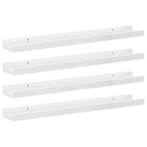 vidaXL Wall Shelves 4 pcs High Gloss White 23.6"x3.5"x1.2"