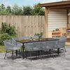 vidaXL Garden Dining Set with Cushion 9 pcs Grey Powder-Coated Steel