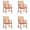 vidaXL Patio Dining Chairs 4 pcs with Cushions Solid Acacia Wood