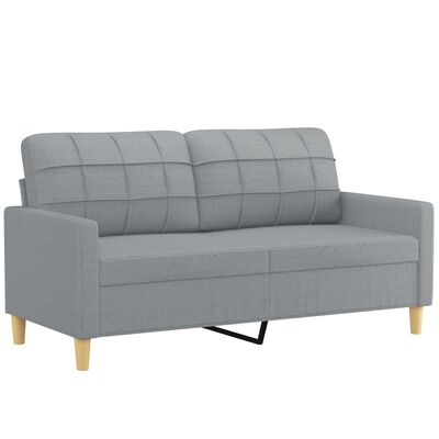 vidaXL 2-Seater Sofa with Throw Pillows Light Gray 55.1" Fabric