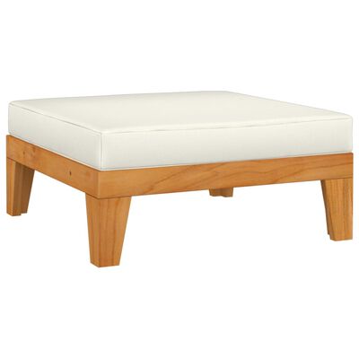 vidaXL Sectional Footrest with Cream White Cushion Solid Acacia Wood