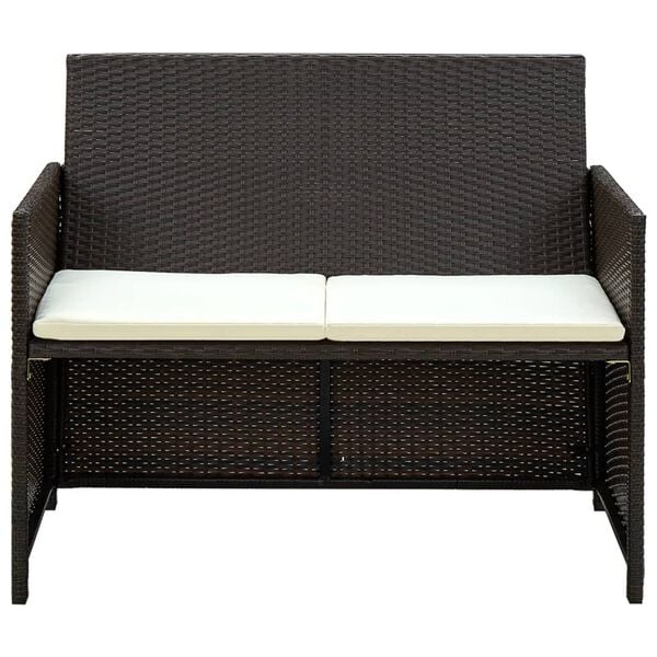 vidaXL 2-seater Sofa Brown PE (polyethylene) rattan 2-Seater Lightweight
