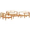 vidaXL Garden Sofa Set Cream white Solid acacia wood Medium Modular