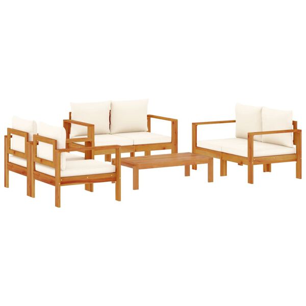 vidaXL Garden Sofa Set Cream white Solid acacia wood Medium Modular