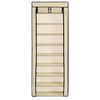 vidaXL Shoe Cabinet Cream Powder-coated tubes and non-woven fabric Tall