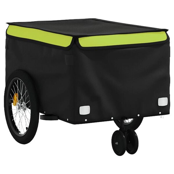 vidaXL Bike Trailer Black and Green 66.1 lb Iron