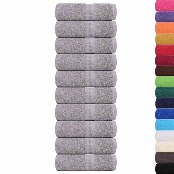 vidaXL Soap Towel Set of 10 Grey 100% cotton 11.8 x 11.8 in Durable