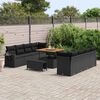 vidaXL Garden Sofa Set with Cushion 11 pcs Black Poly Rattan