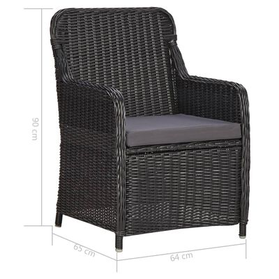 vidaXL 11 Piece Patio Dining Set Poly Rattan Black