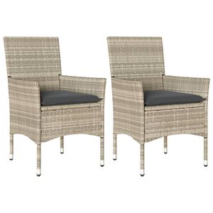 vidaXL Garden Chair Set of 2 Light Grey PE rattan, powder-coated steel
