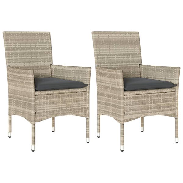 vidaXL Garden Chair Set of 2 Light Grey PE rattan, powder-coated steel